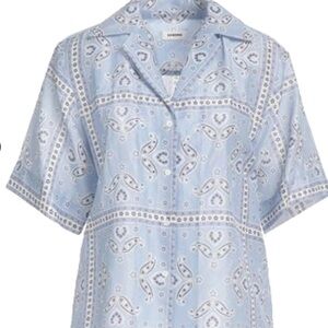 Blue Sandro Paisley Button-Up Shirt